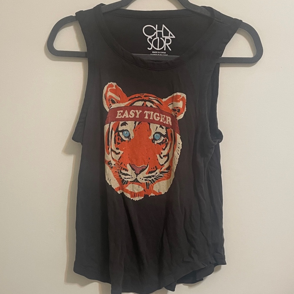 Chaser  Black Easy Tiger Tank Top size s